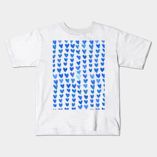 Brush stroke hearts - blue Kids T-Shirt